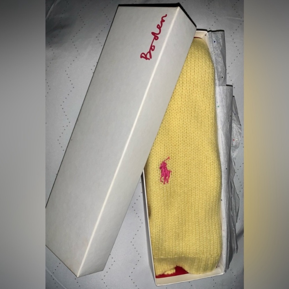 Polo Ralph Lauren Yellow Scarf with Pink Logo